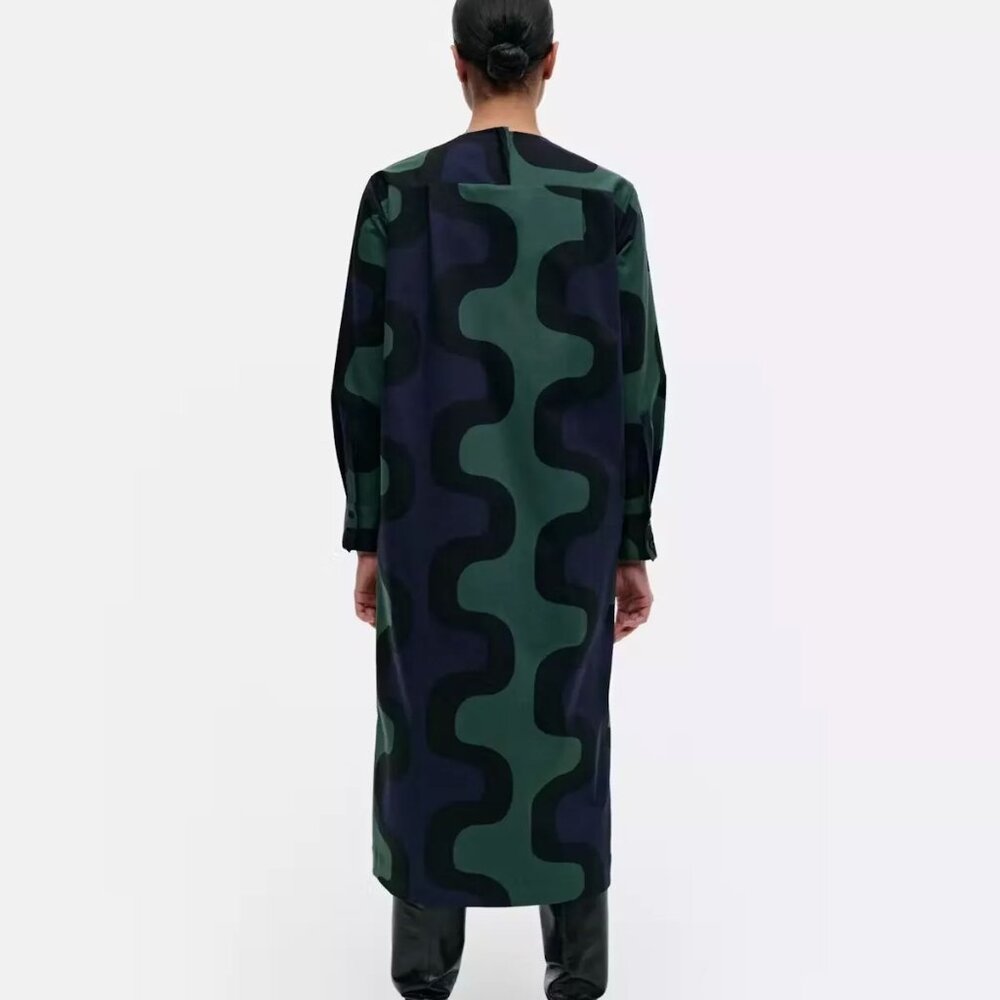 Marimekko Fiher Seireeni Midi Dress Navy Size 6 NWT - Picture 4 of 4